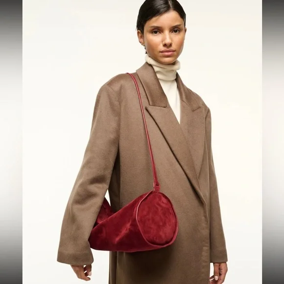 NWT STAUD Taru Pinot Elegant Burgundy Suede Shoulder Bag - Picture 3 of 7